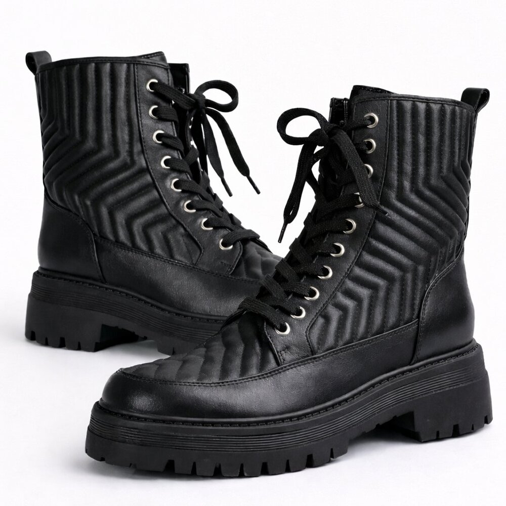 Marc Fisher Pierce Quilted Combat Boots – Black – Size 6